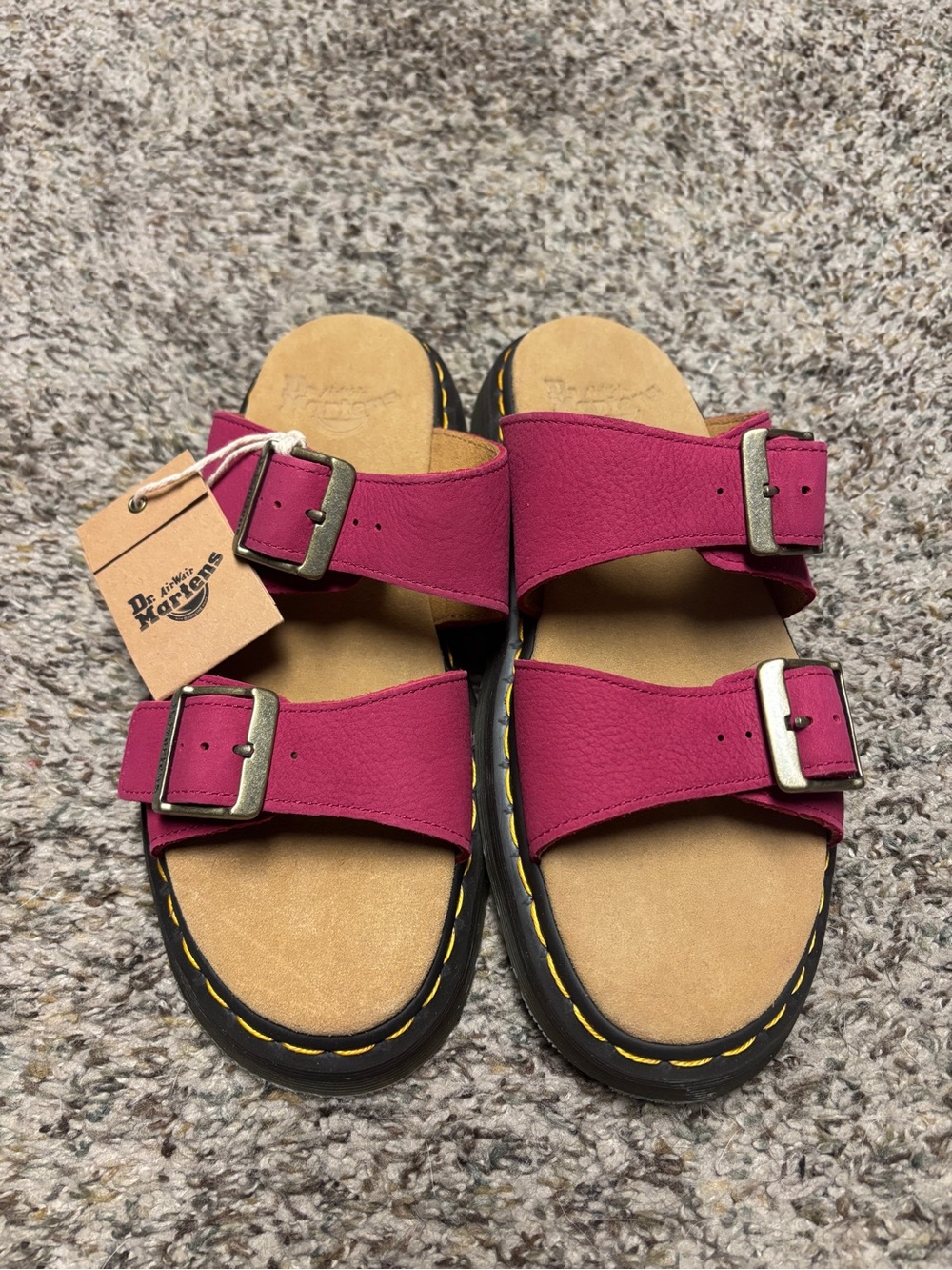Dr. Martens Magenta Pink Double-Buckle Slide Sandals! New 8